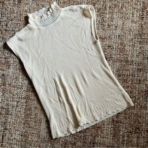 Vintage Liz Claiborne Cream Lace Trim Blouse